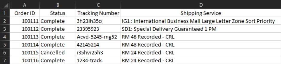 Re-import tracking details